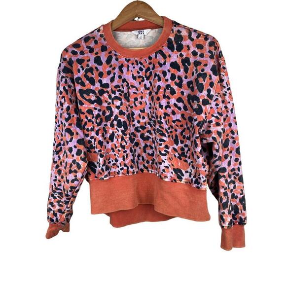 JoyLab Women's S Purple Orange Black Animal Print Crop Sweatshirt - Picture 1 of 6